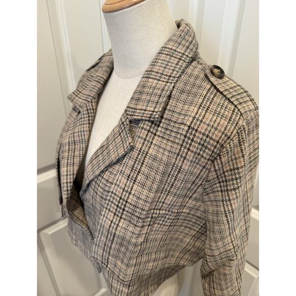 Sage The Label Plaid double flap crop Button Up top Women’s Size Small NEW Nwts - Picture 4 of 11